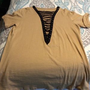 Trend Shop Beige Lace-Up Shirt